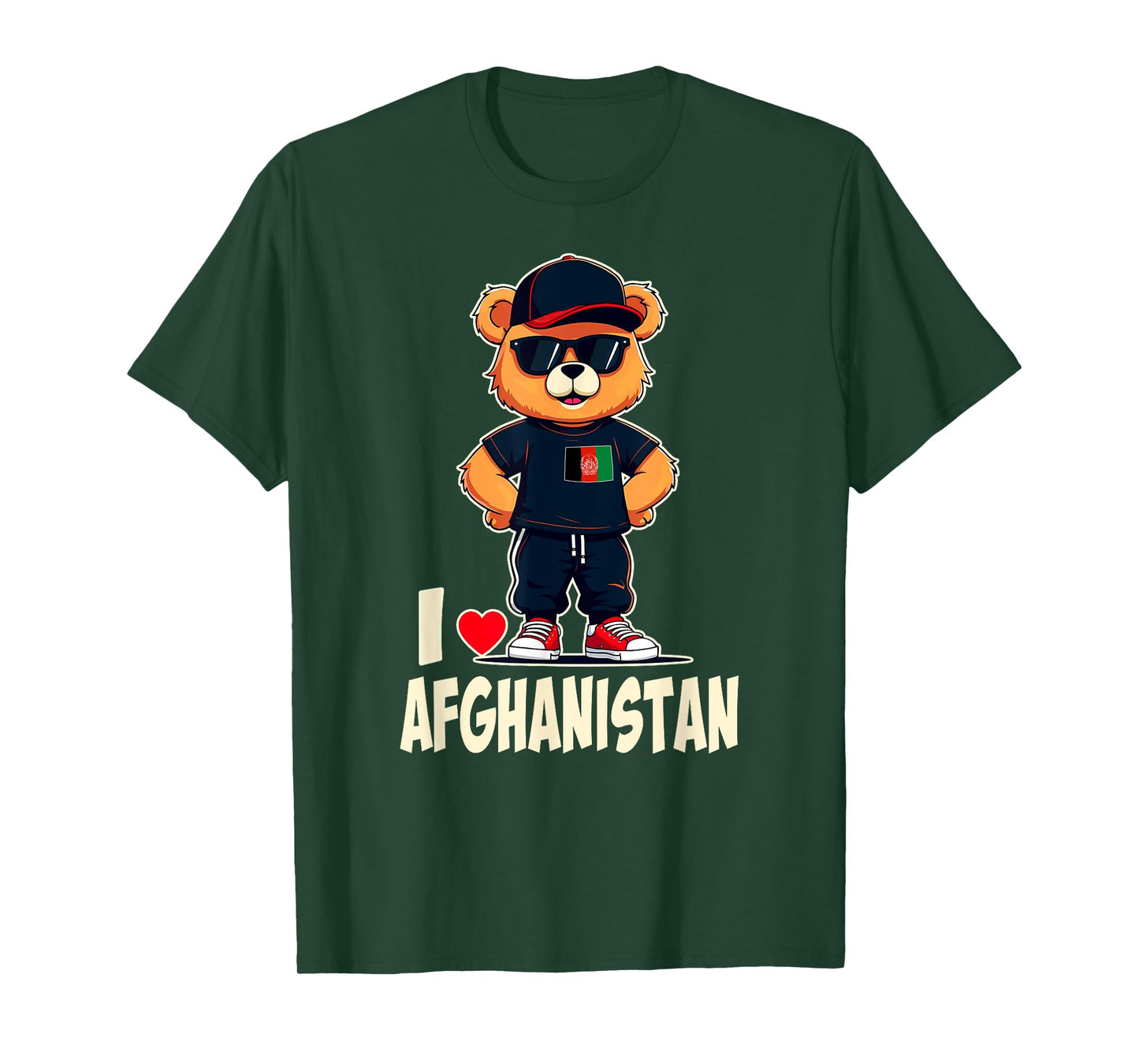 Afghan Flag Teddy Bear I Love Afghanistan T-Shirt