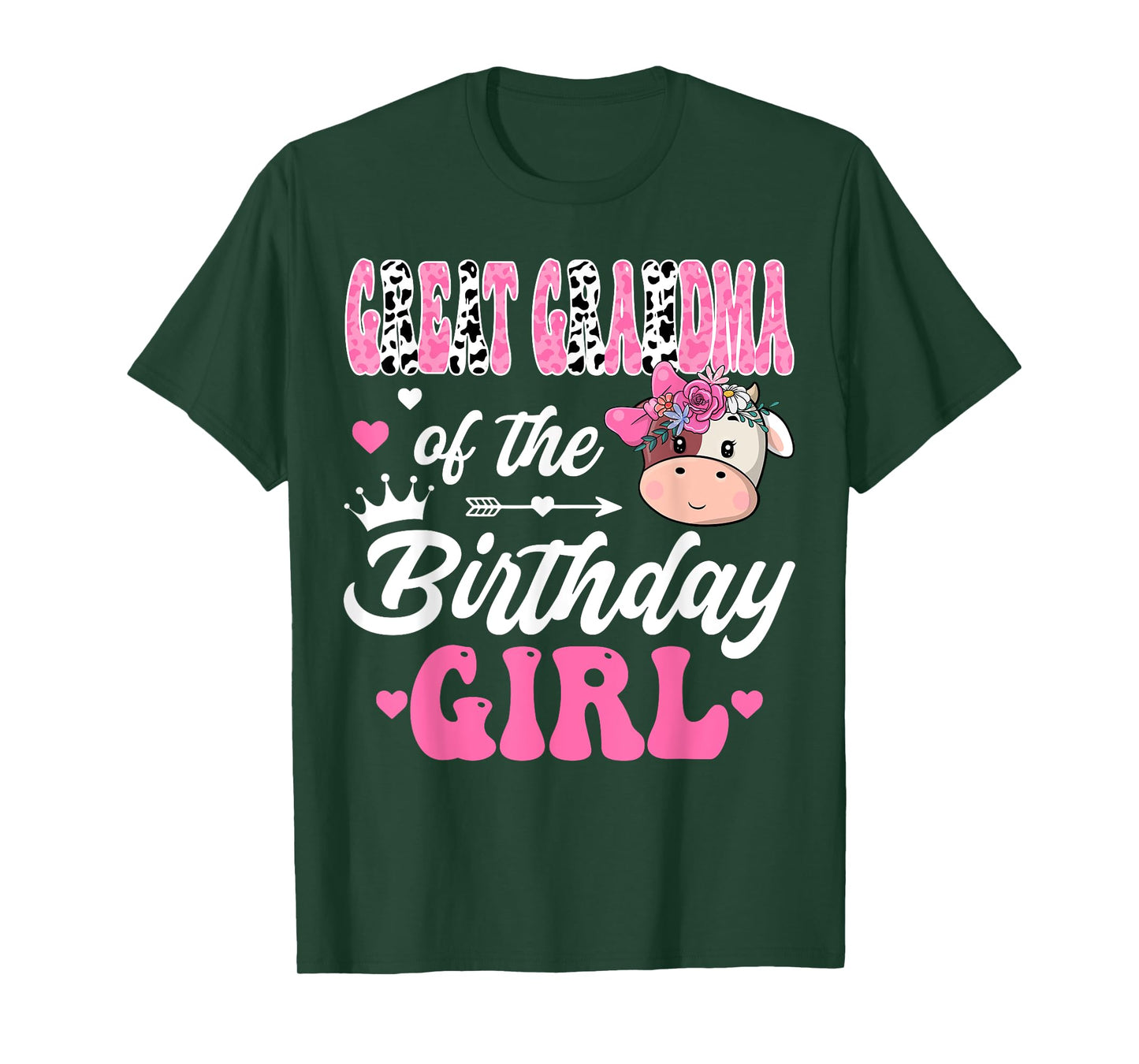 Great Grandma Of The Birthday Girl Farm Cow 1St Bday Girl T-Shirt