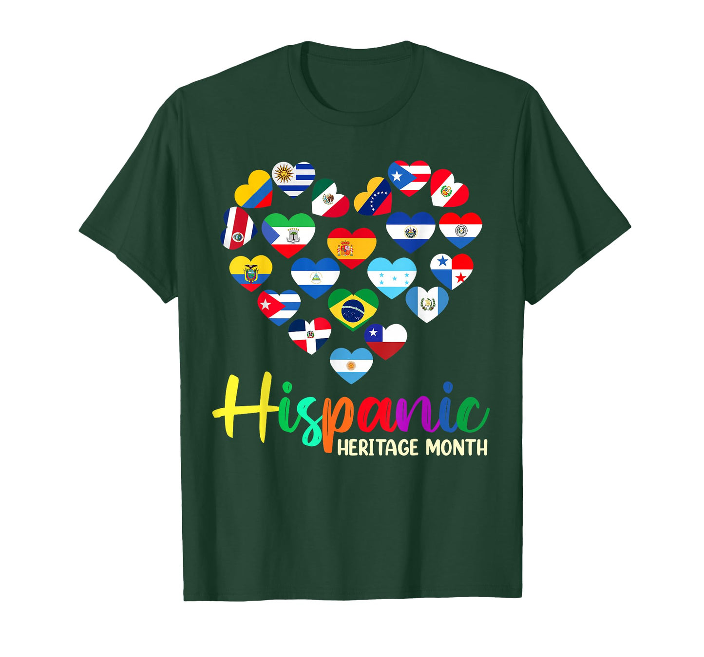 Happy National Hispanic Heritage Month All Countries Heart T-Shirt