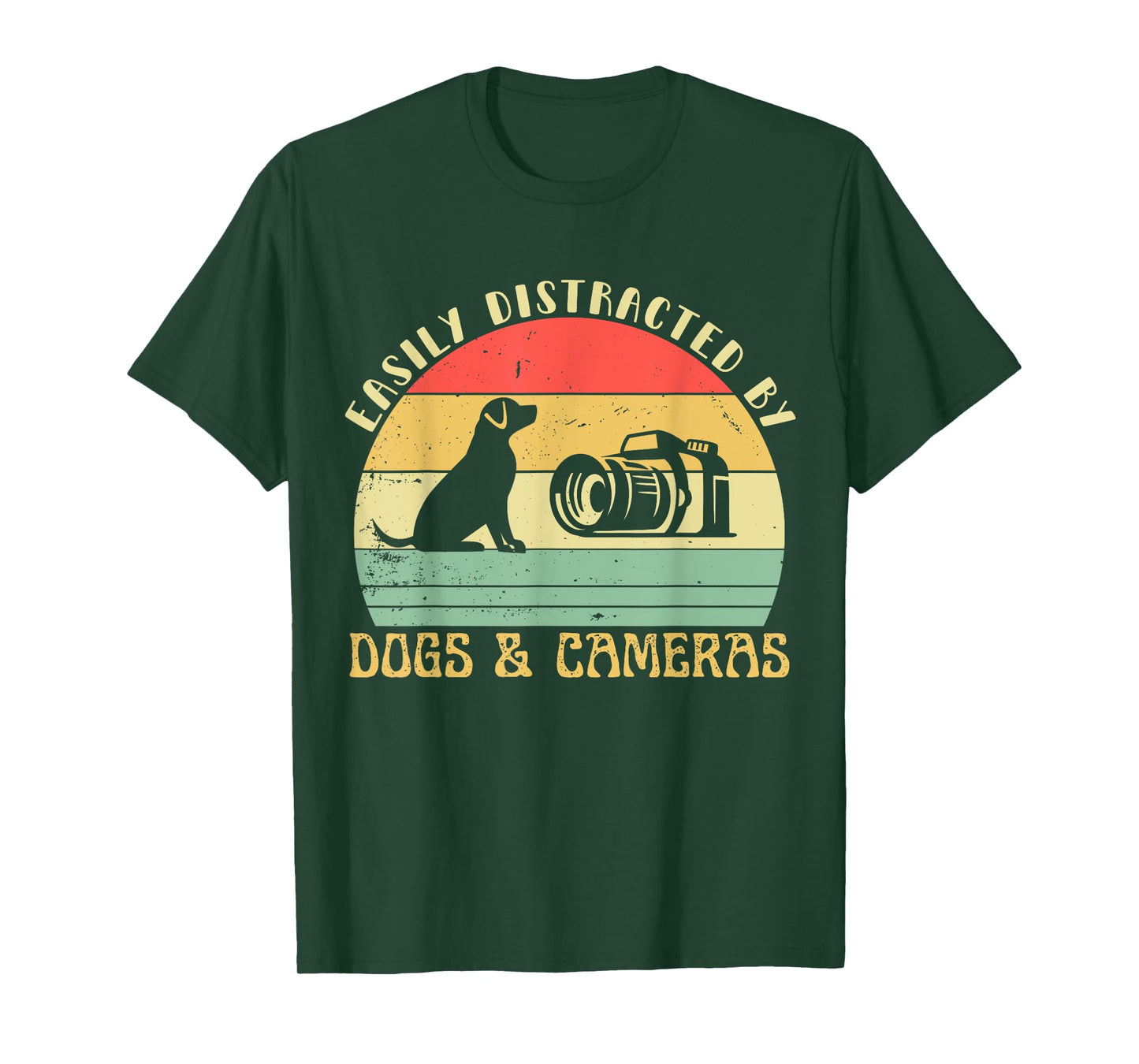 Easily Distracted By Cameras & Dogs Retro Funny Photographer T-Shirt