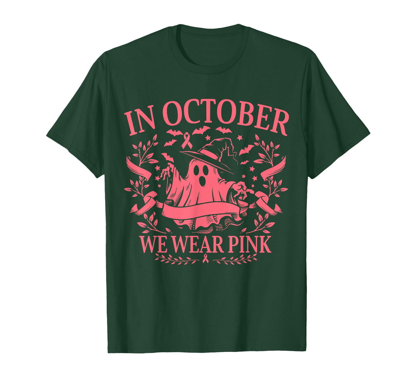 Breast Cancer Awareness In October We Wear Pink Halloween T-Shirt