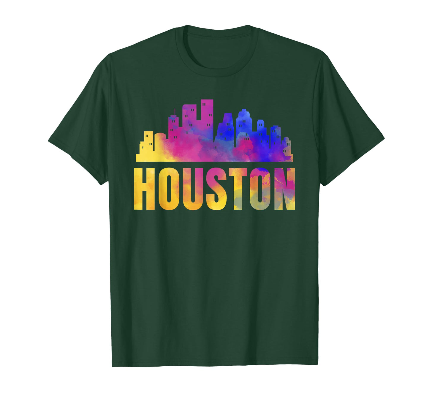 Houston Skyline Art Texas City H-Town TX USA State American T-Shirt
