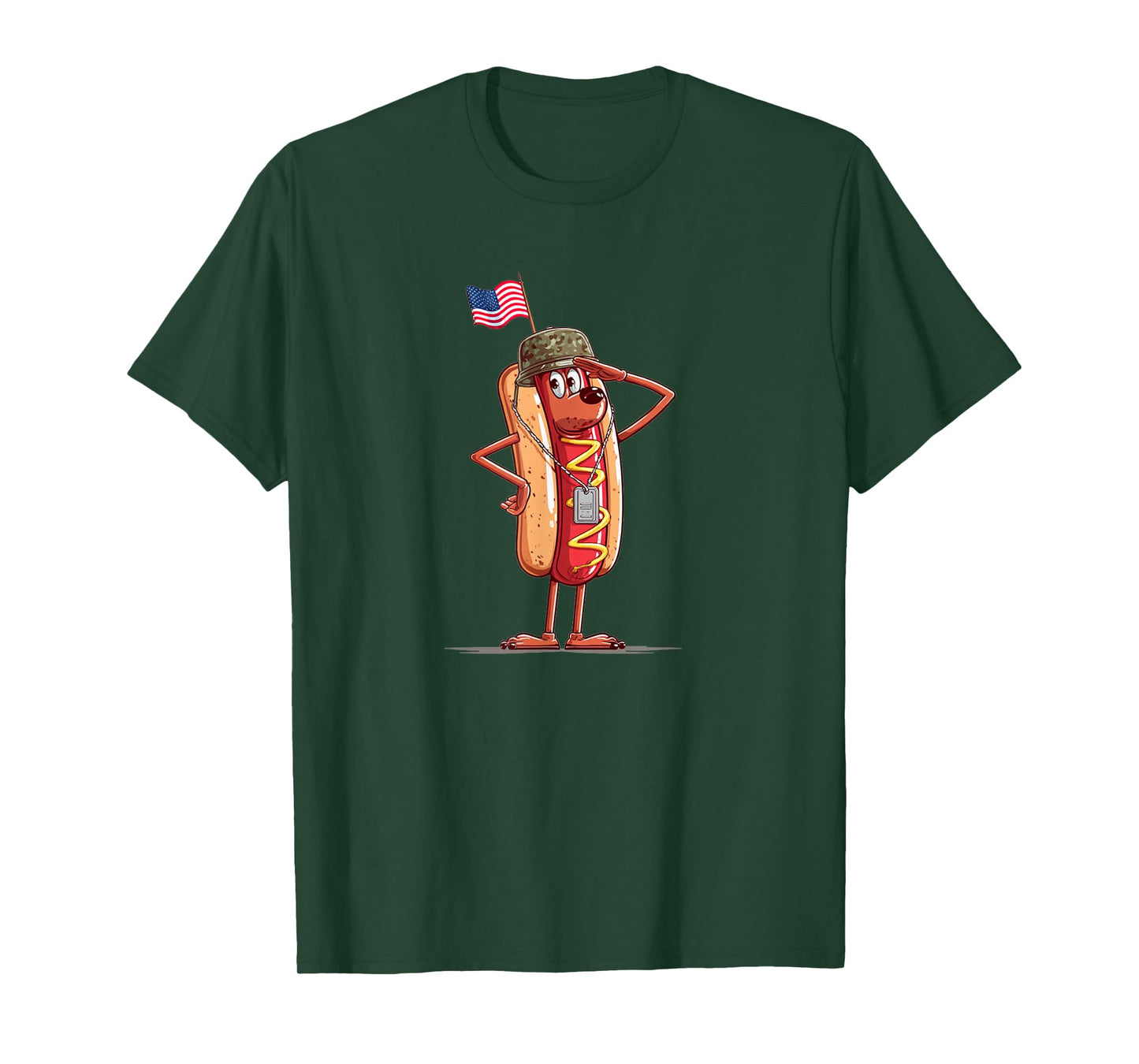 Cool Saluting Hotdog Costume for Hotdogs in US Colors Lovers T-Shirt