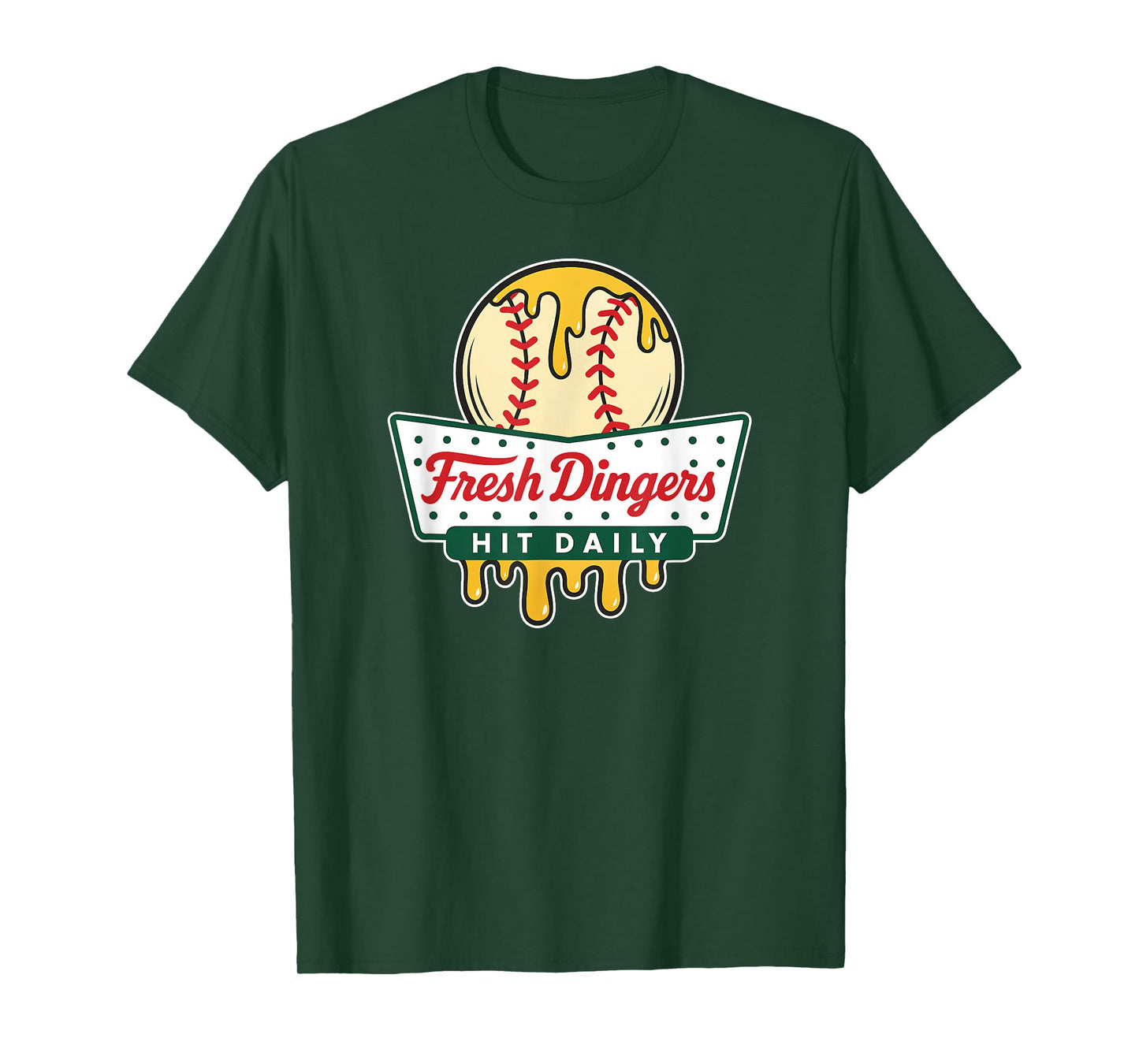 Baseball Fresh Dingers Funny Logo Ball Dripping Player Fav T-Shirt