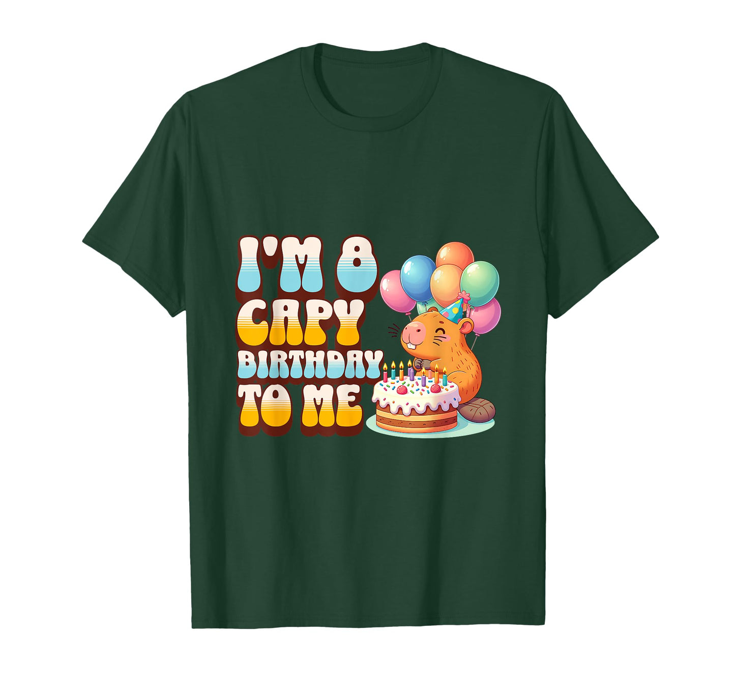 I'm 8 Capy Birthday To Me Cute 8th Capybara Bday Party Kids T-Shirt