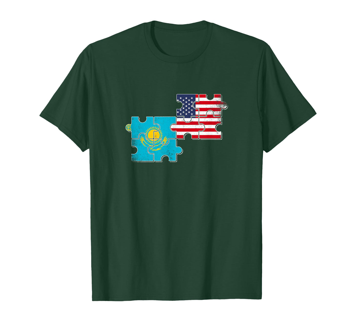Kazakhstan USA Heartbeat Flag American Kazakh T-Shirt