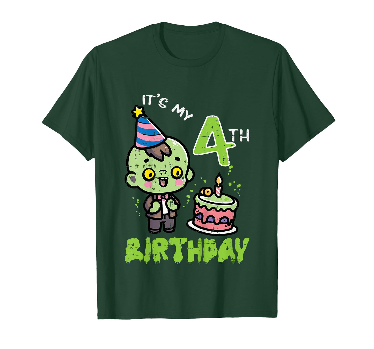 Its My 4th Birthday Zombie 4 Four Year Old Bday Boys Girls T-Shirt