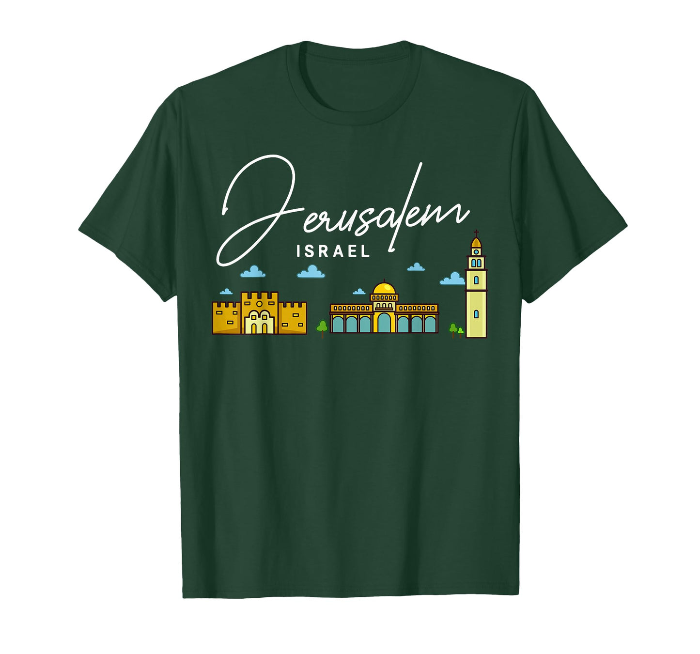 Jerusalem Israel City Skyline Map Travel T-Shirt