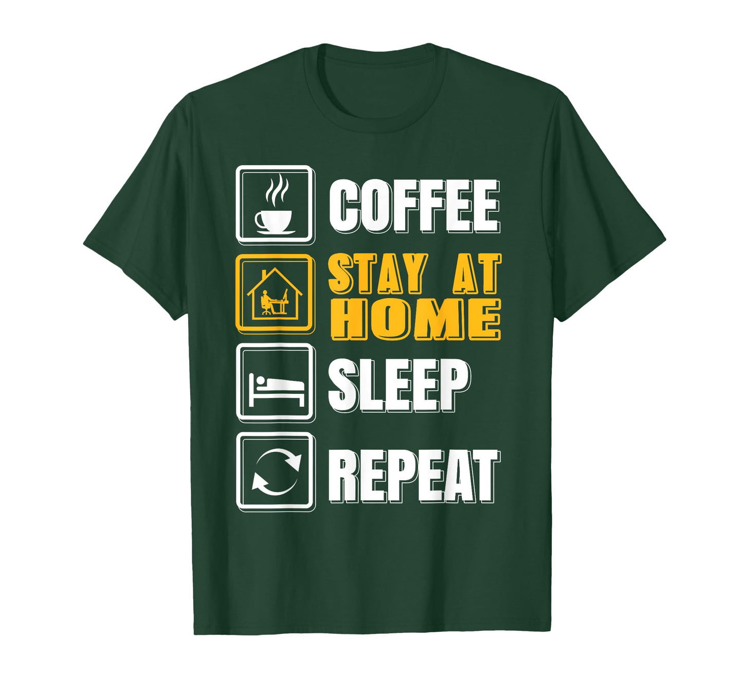 Funny Coffee Stay at Home Rest Then Repeat Humor Graphic T-Shirt