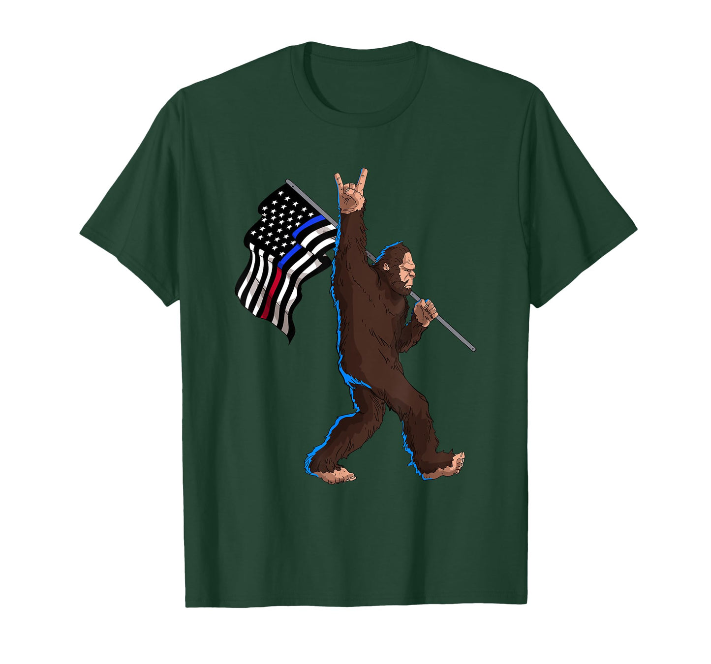 Police Fire First Responder Flag for Bigfoot Rock and Roll T-Shirt