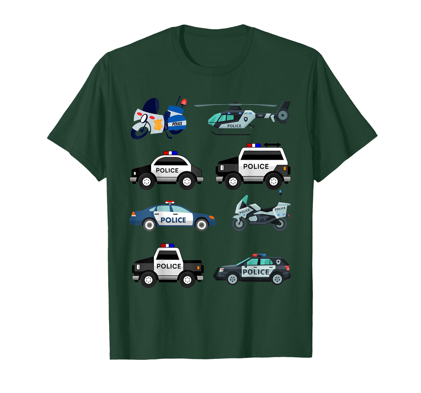 Police Vehicles for Kids Men Women Cop Cars Boys Toddler T-Shirt