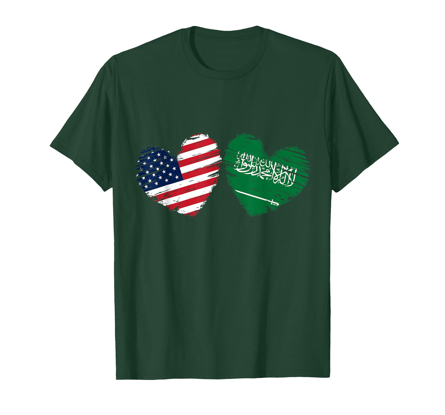 USA Saudi Arabia Flag Heart Saudi Arabian American T-Shirt