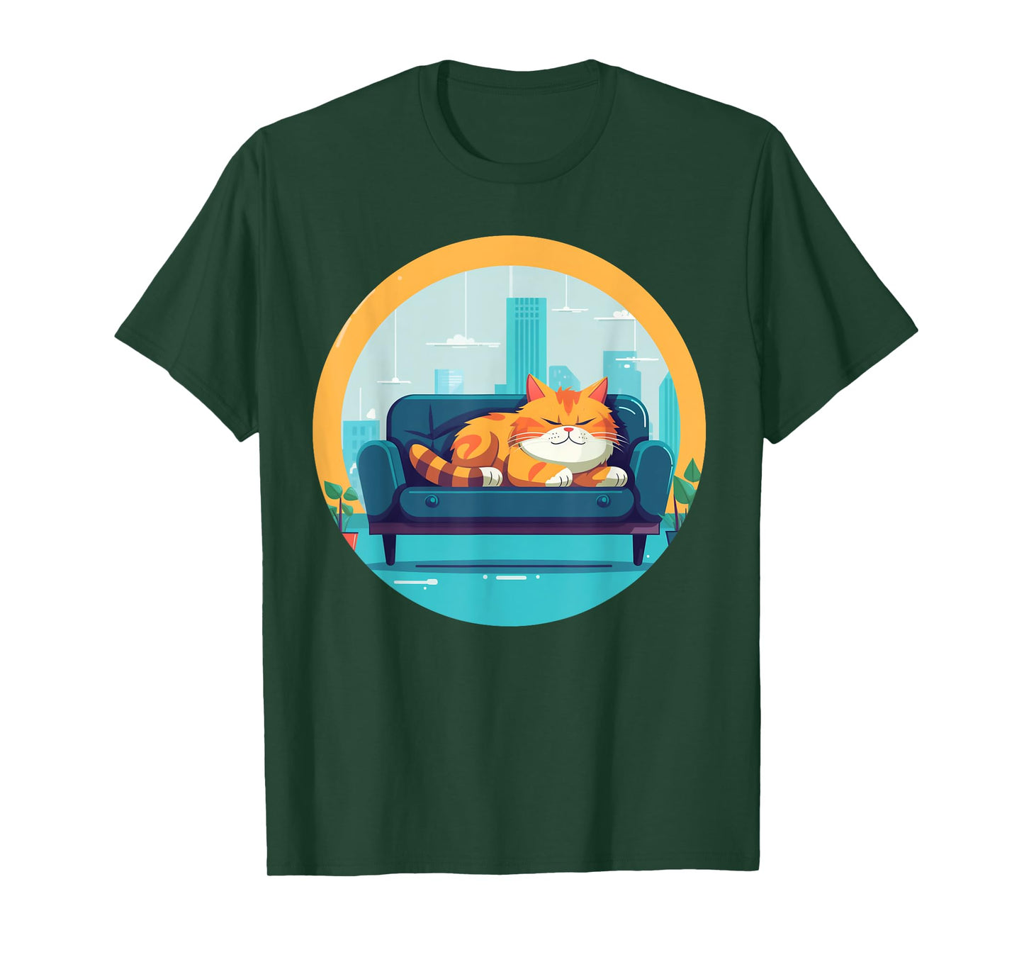 Funny sleepy cat on sofa for cats boys and girls T-Shirt