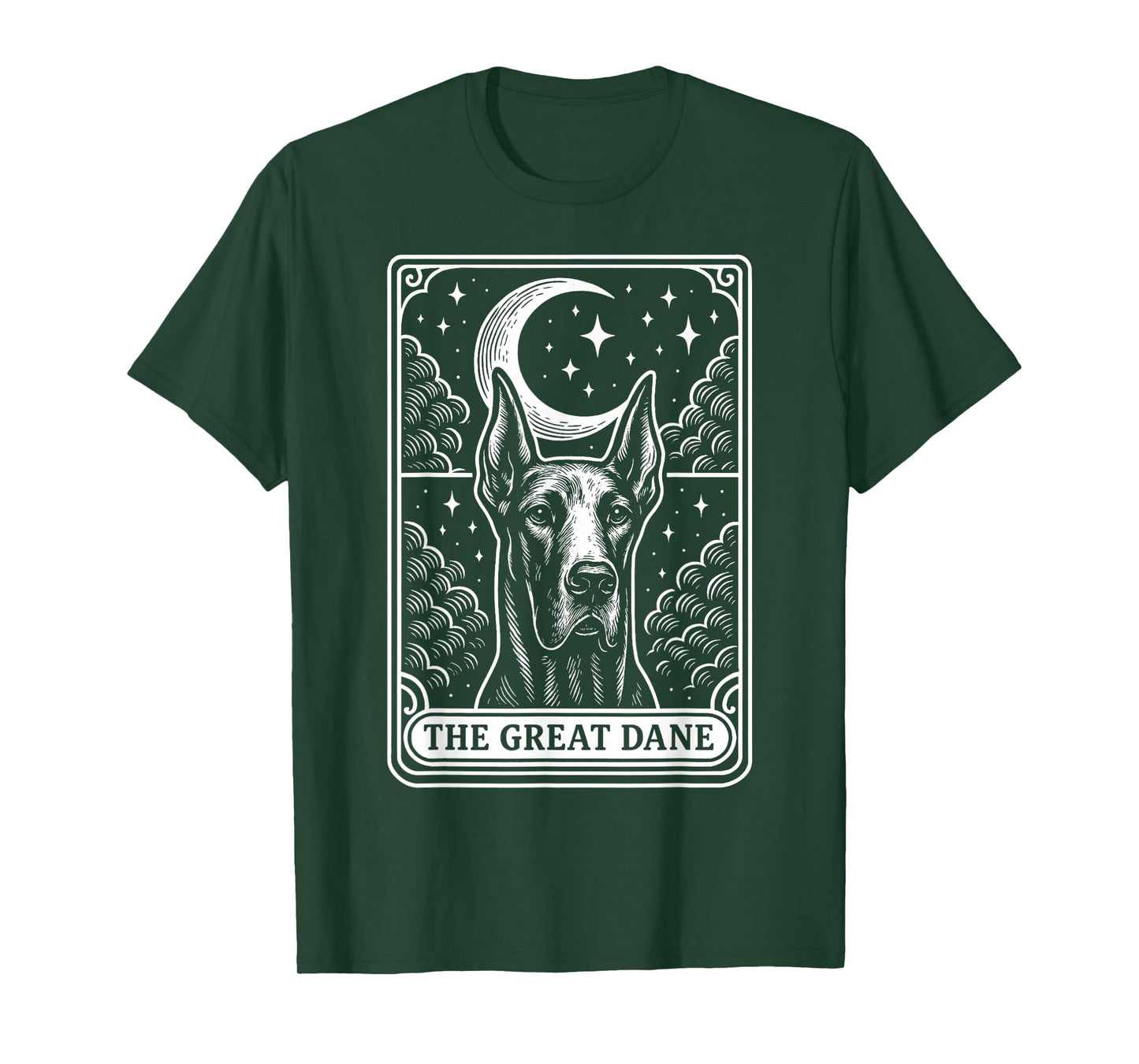Great Dane Dog Mom Tarot Card Vintage Crescent Moon T-Shirt