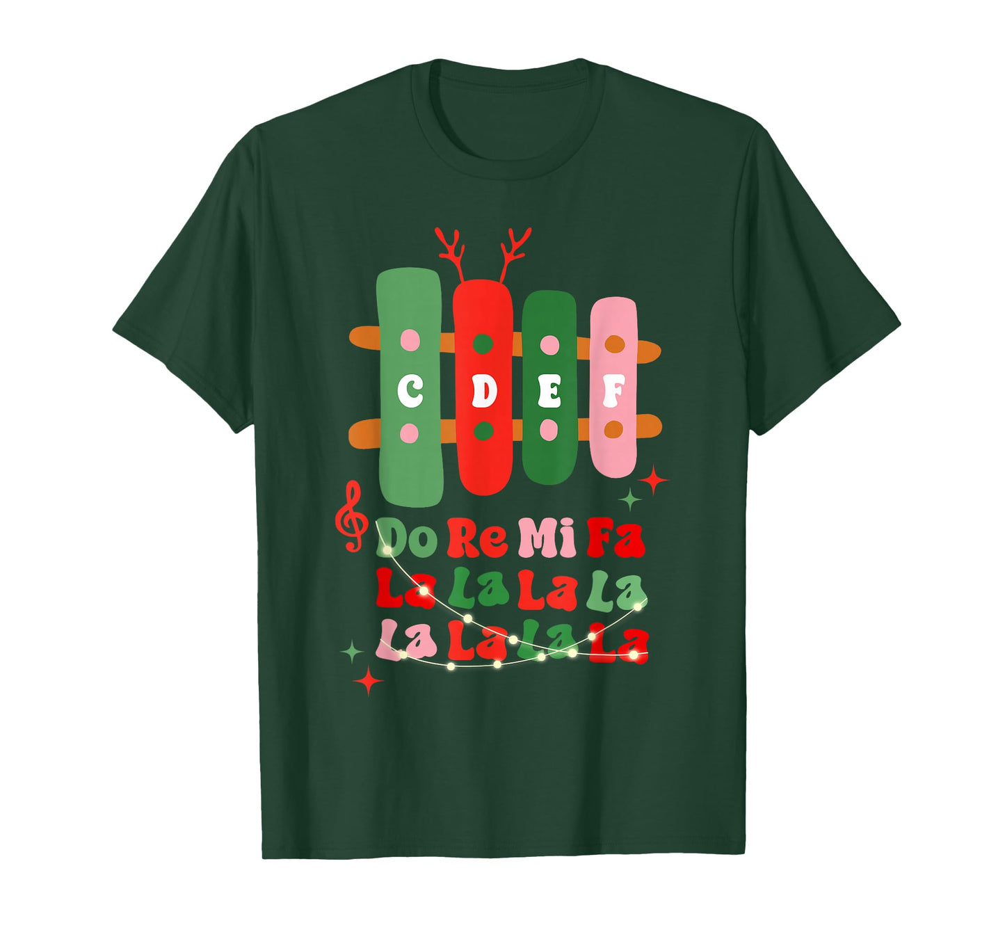 Groovy CDEF Do Re Mi Fa La La La La Music Teacher Christmas T-Shirt
