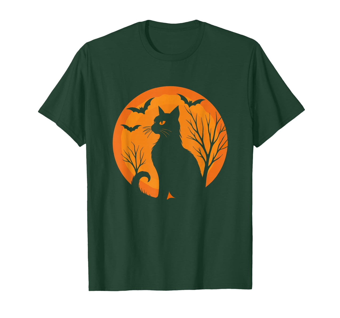 Black Cat Lover Costume Scary Retro Moon Halloween Cat T-Shirt