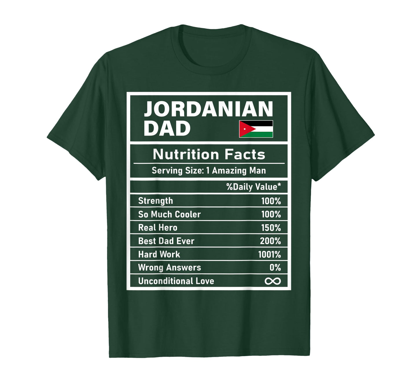 Mens Jordanian Dad Nutrition Facts Father's Day National Heritage T-Shirt
