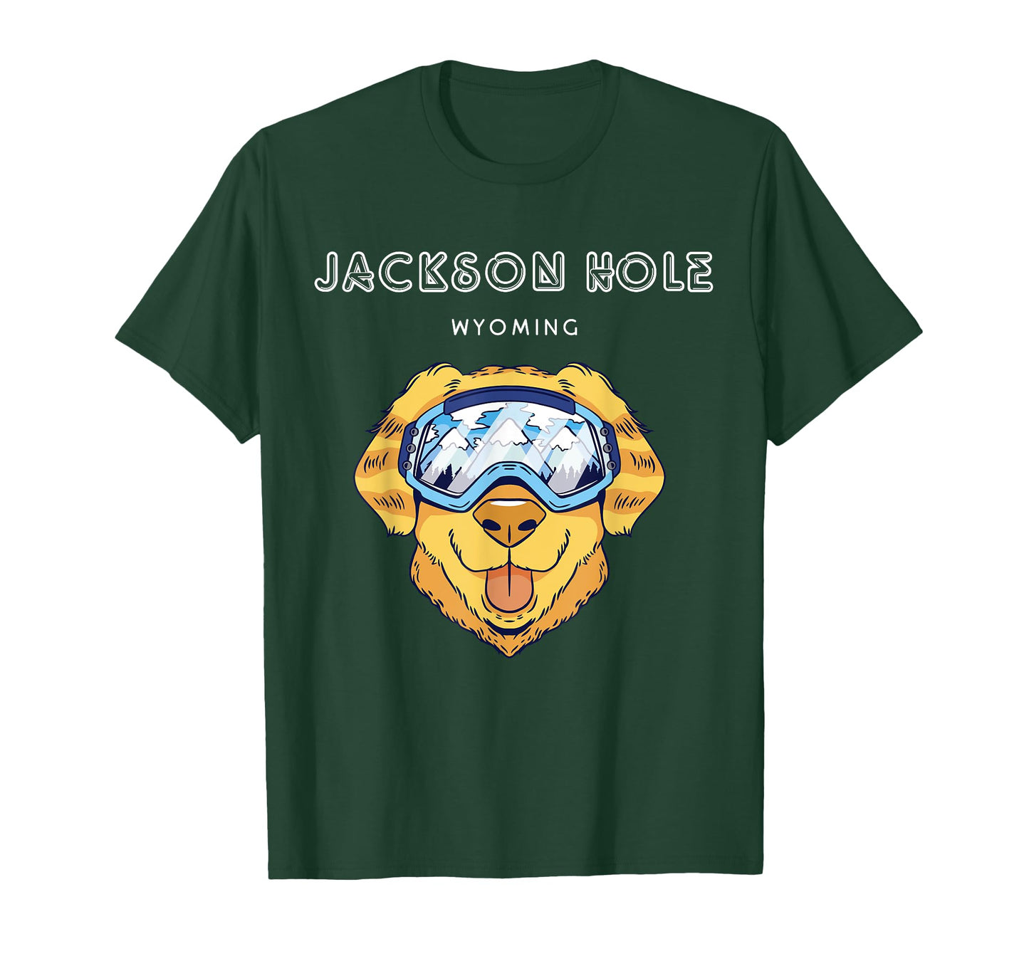 Jackson Hole Wyoming - Funny Dog Ski Googles T-Shirt