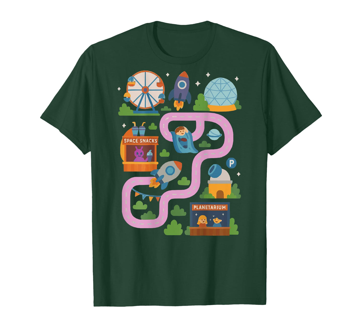Cool Space park Playmat Car Race Track Mom and Kid Time T-Shirt