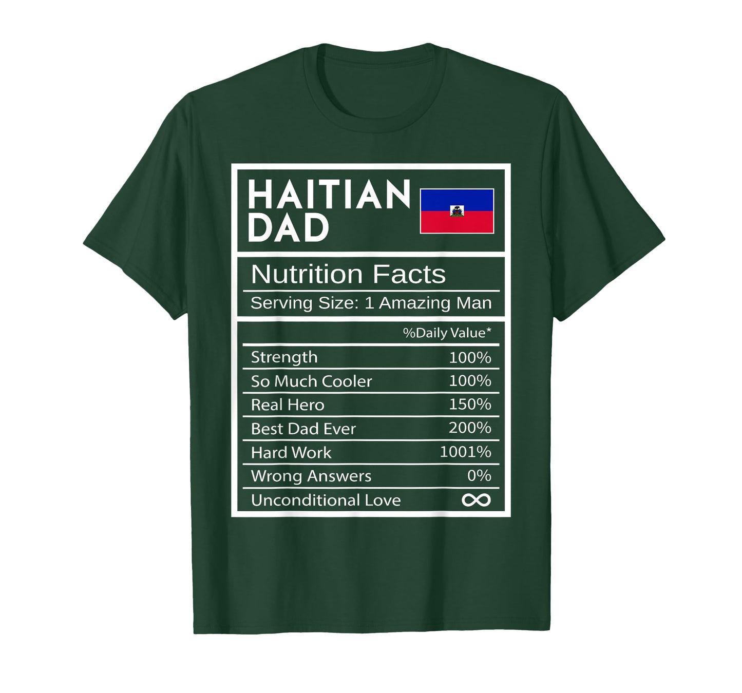 Haitian Dad Nutrition Facts National Pride Father's Day T-Shirt