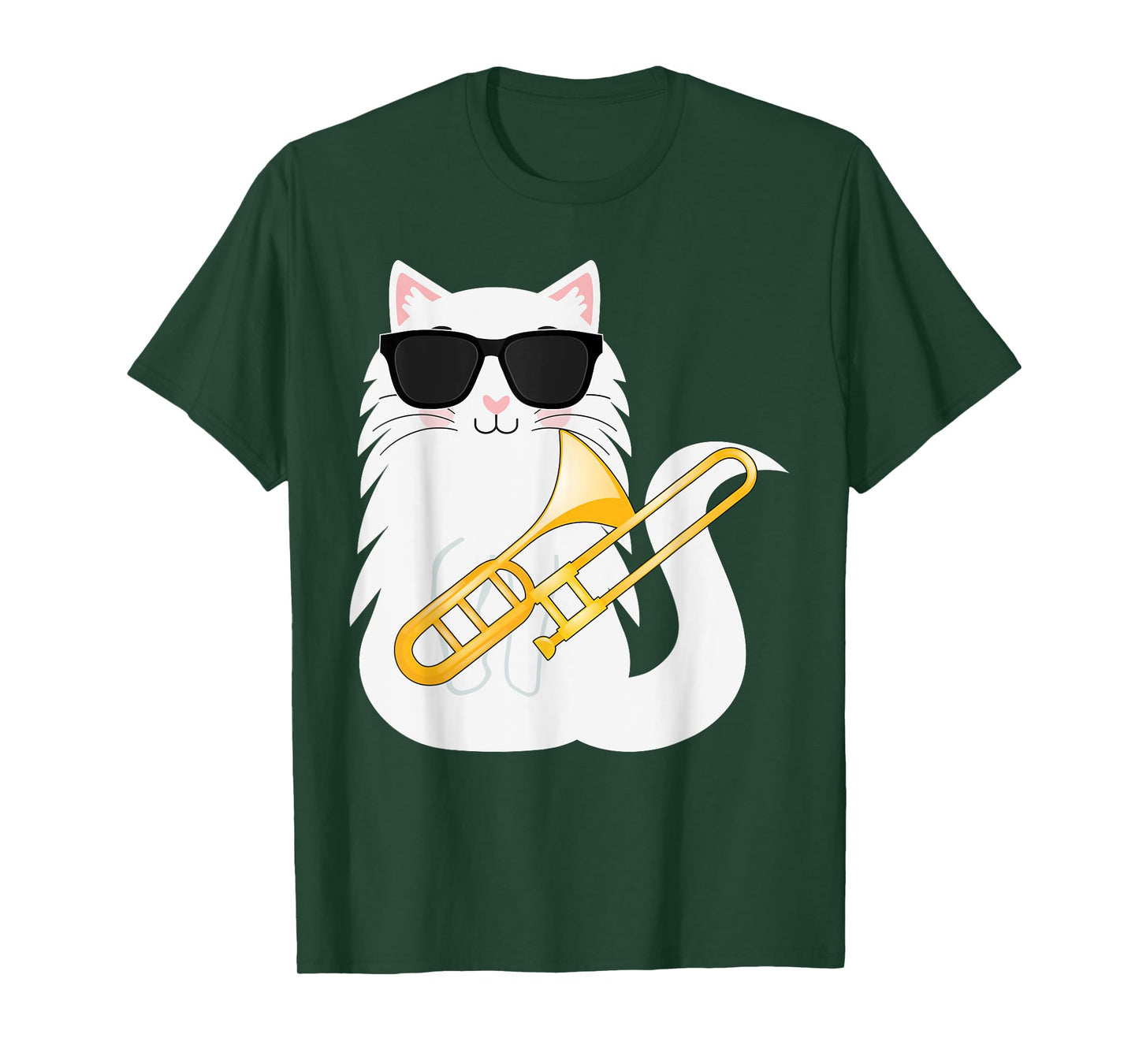 Funny Cat Wearing Sunglasses Playing Trombone T-Shirt