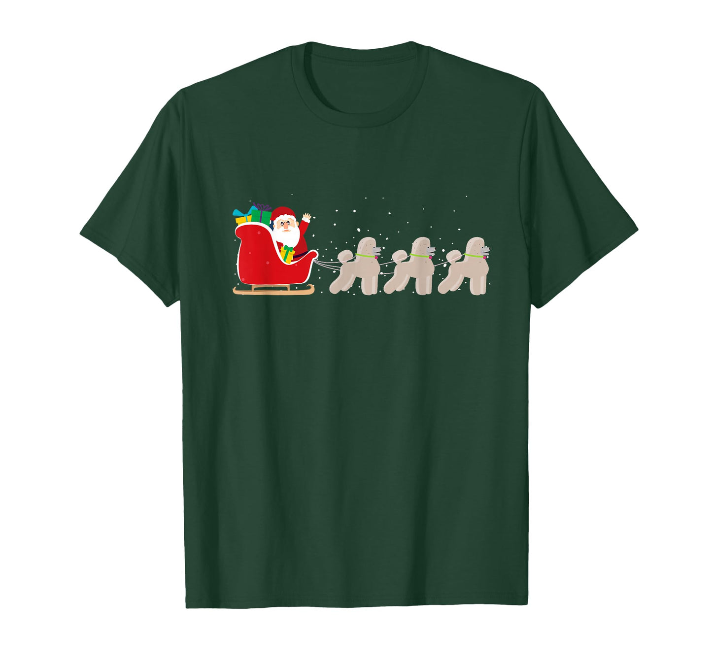 Poodle Santa Christmas Sleigh - Funny Poodle Xmas T-Shirt