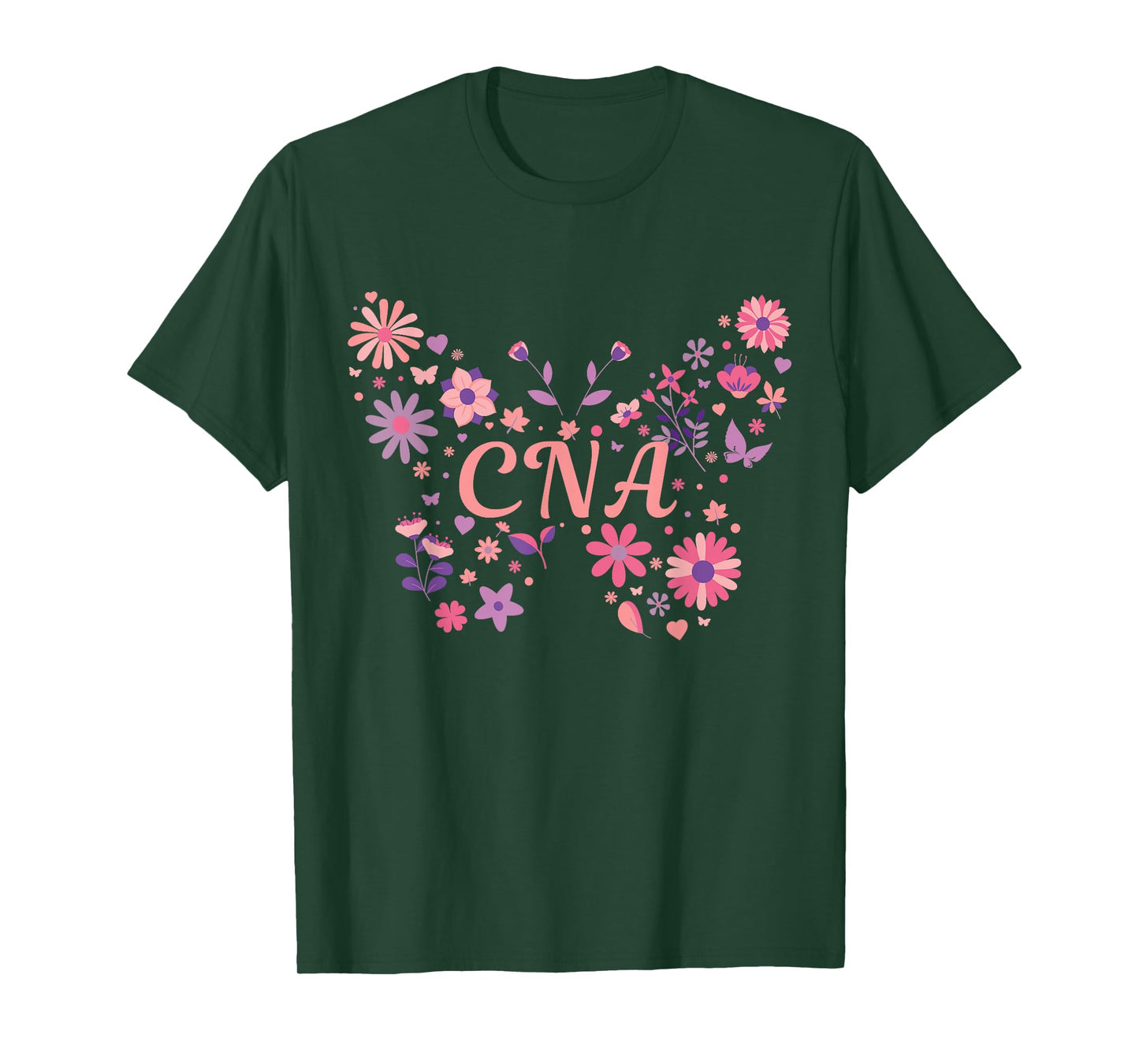 CNA Certified Nursing Assistant - Butterfly Pretty Flowers T-Shirt