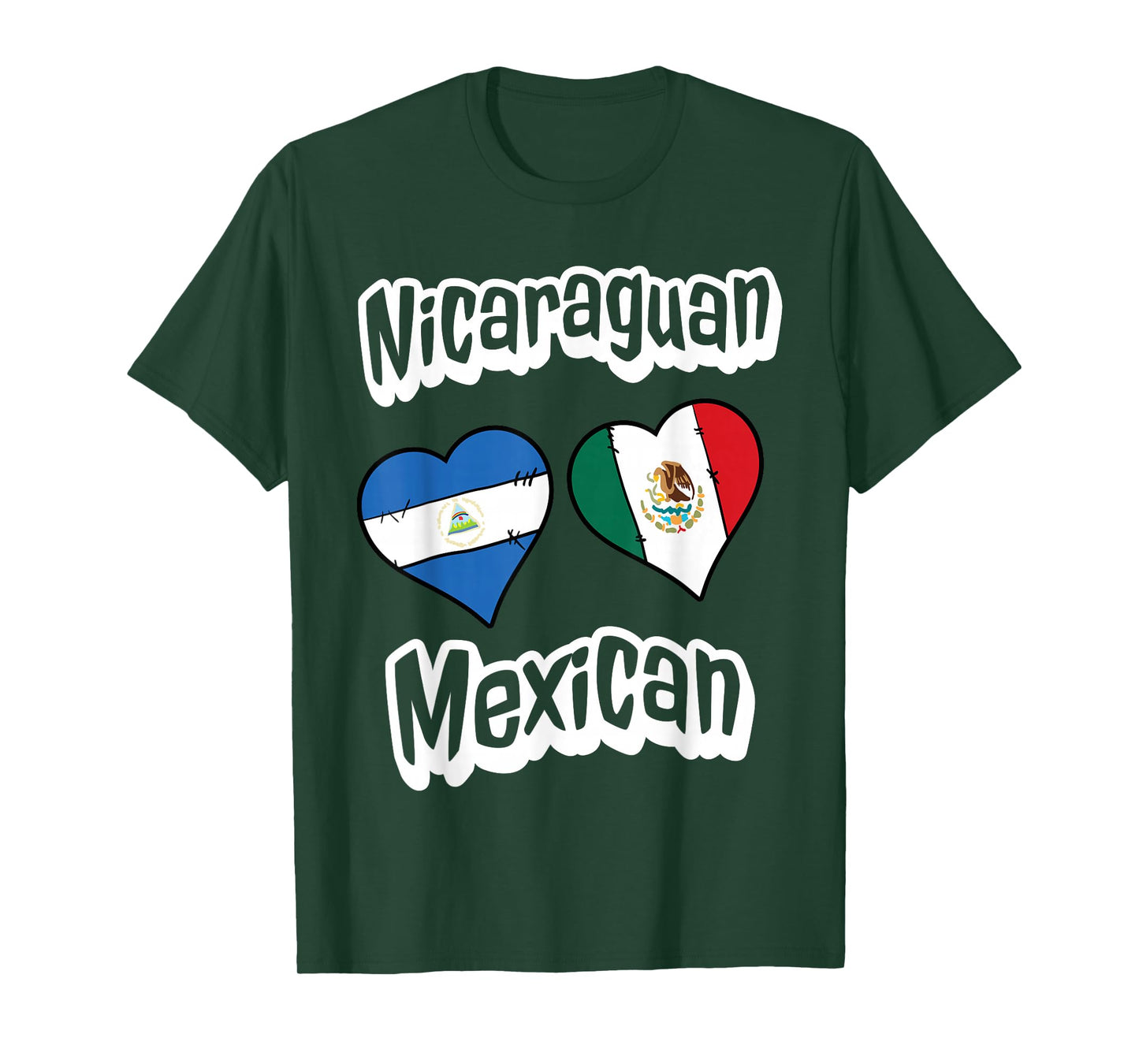 Nicaraguan Mexican Flag Heart Combo Nicaragua Mexico T-Shirt