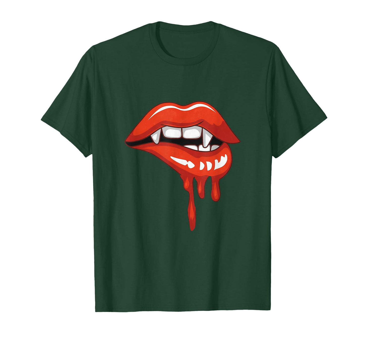 Red Lips Vampire Fangs Teeth Bite Dracula Halloween T-Shirt