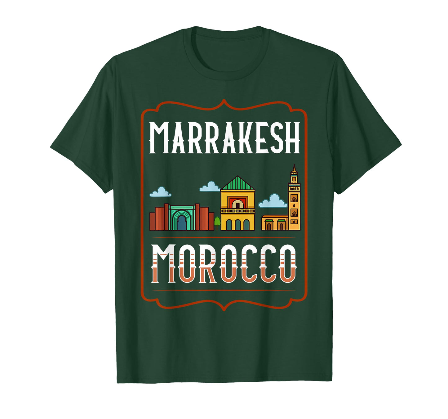 Marrakesh Morocco City Skyline Map Travel T-Shirt