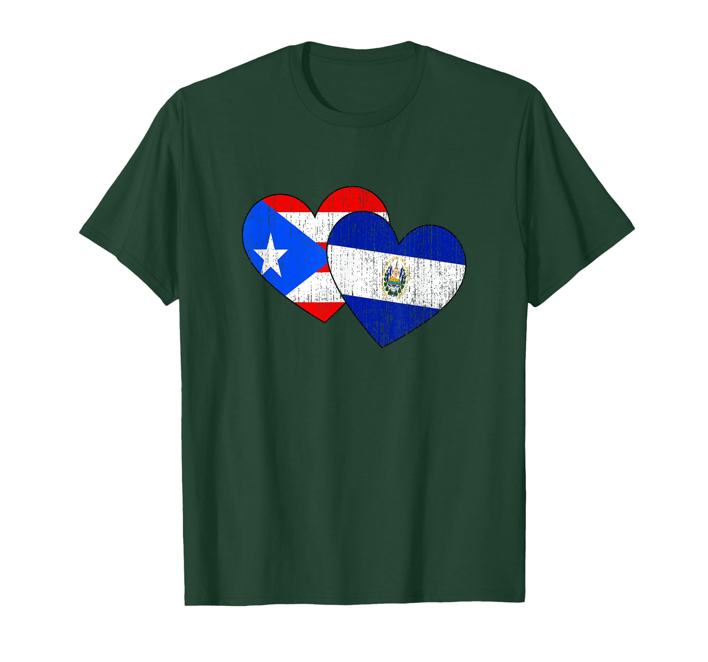 Half Salvadorian And Puerto Rican Rico El Salvador Flag Love T-Shirt