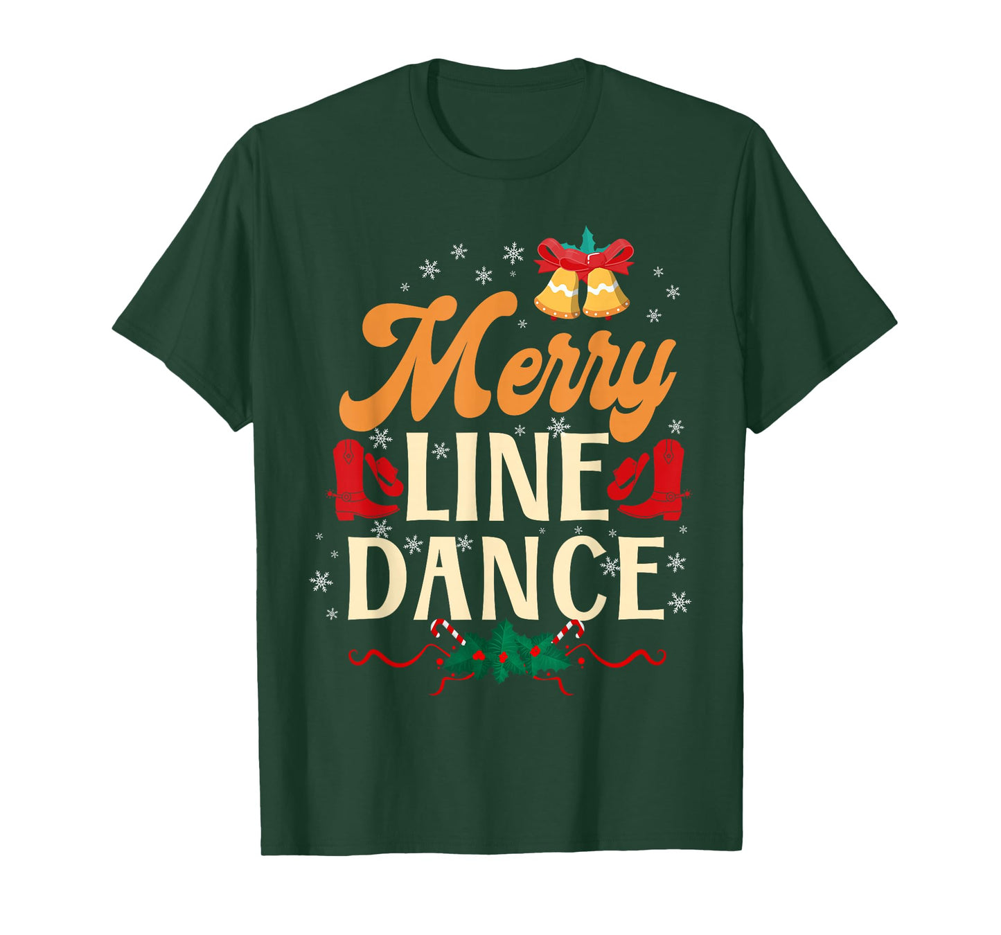 Country Line Dance Dancer HD0 Merry Line Dance T-Shirt - Women's Black Small Classic Fit Crew Neck Short Sleeve