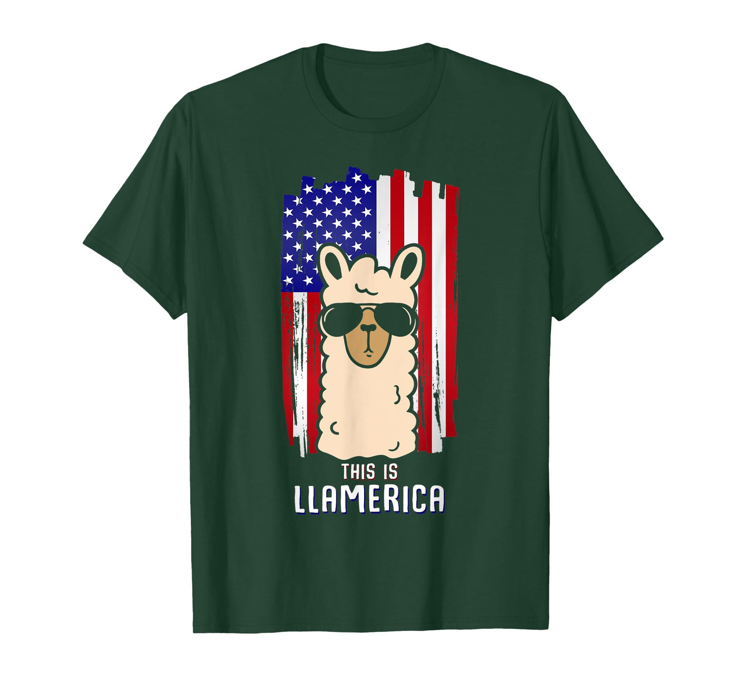 Llama Alpaca Llamerica 4th of July Llama Sunglasses USA Flag Women Kids Men T-Shirt