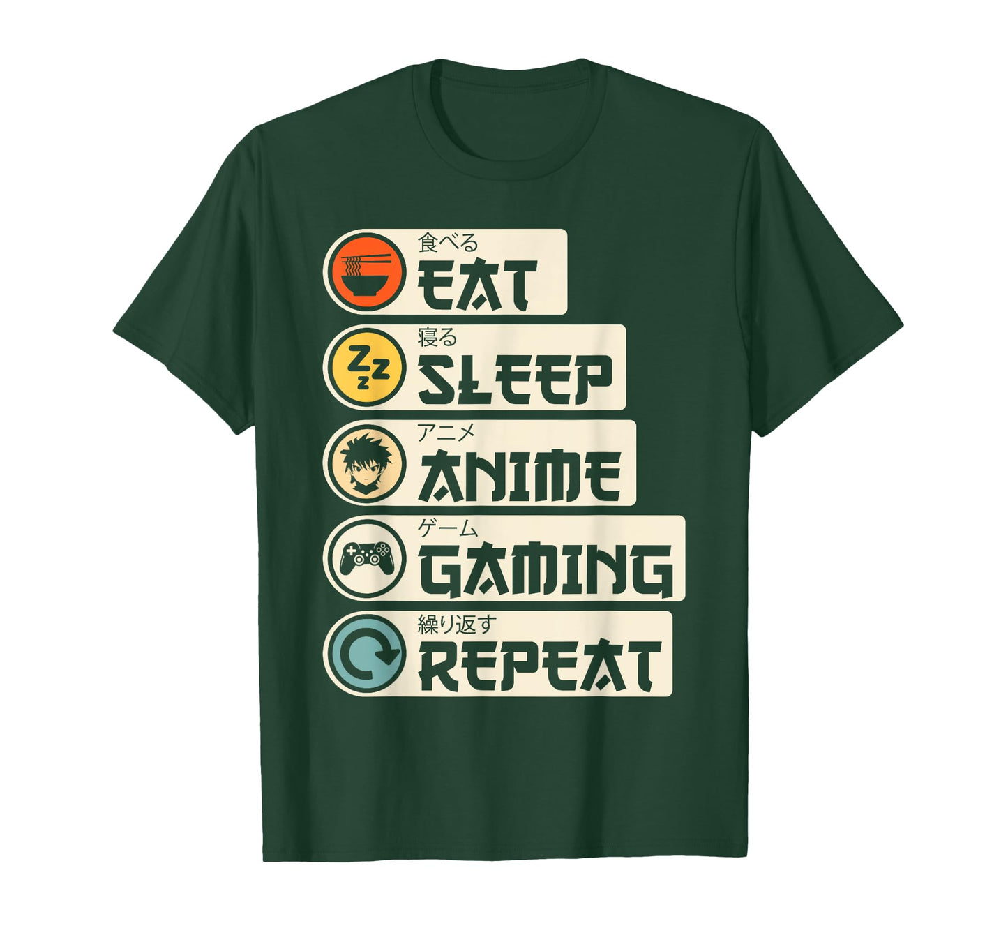 Eat Sleep Anime Gaming Repeat Kawaii Otaku Anime Manga T-Shirt