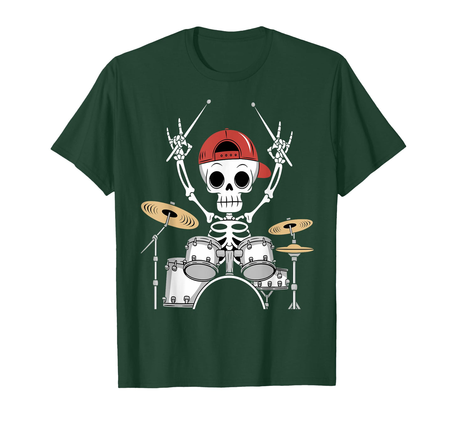 Skeleton Drummer Halloween Costume Playing Drums Boys Men T-Shirt