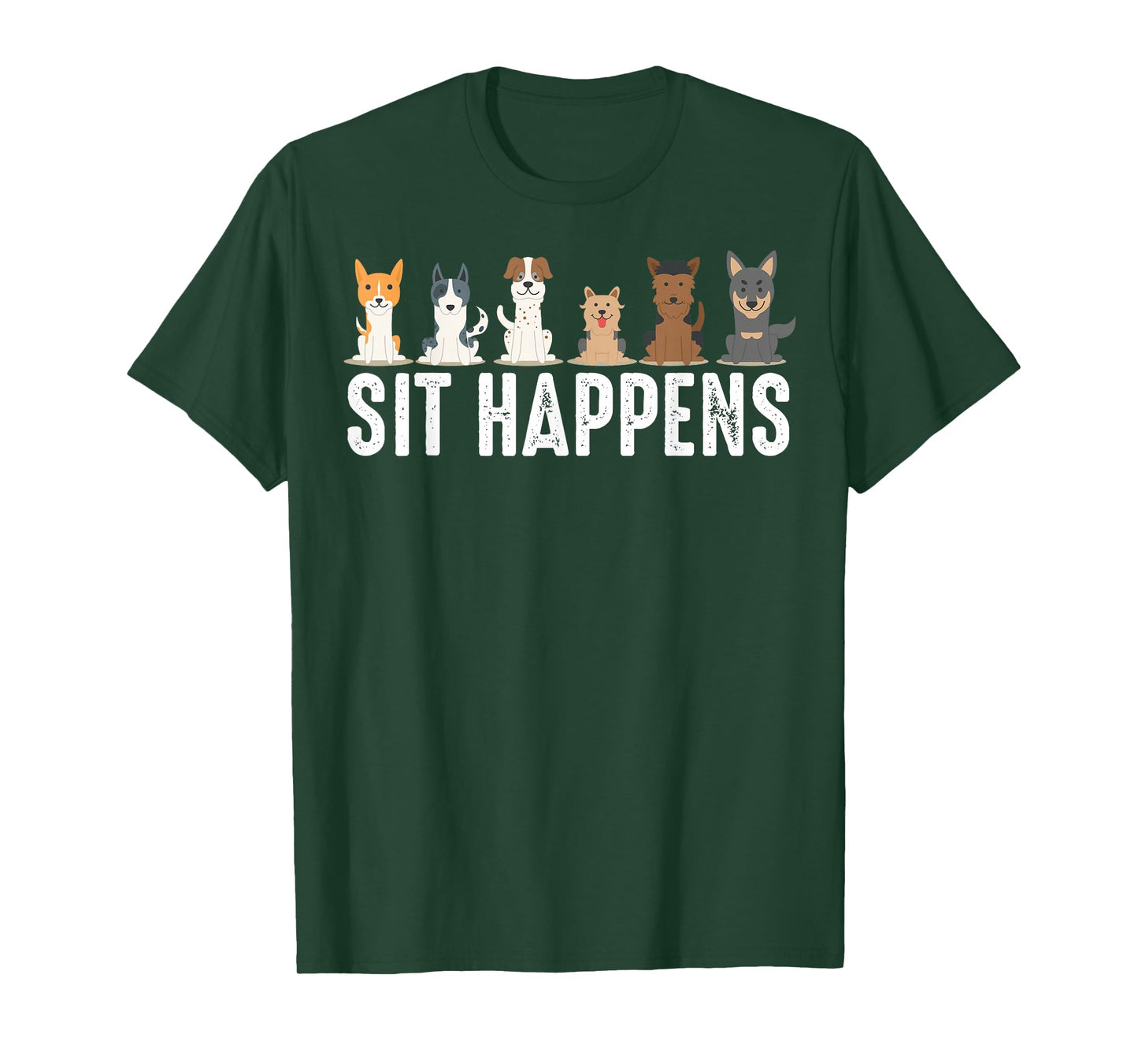 Cute Animal Whisperer Puppies Humor Quote Designs | Funny Sit Happens | Cool Sitting Dogs Unisex-Adults, Kids T-Shirt - Black, Short Sleeve, Classic Fit, Crew Neck, Pull On