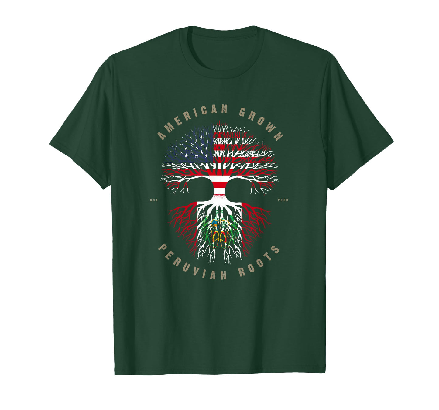 American Grown Peruvian Roots Peru Flag T-Shirt