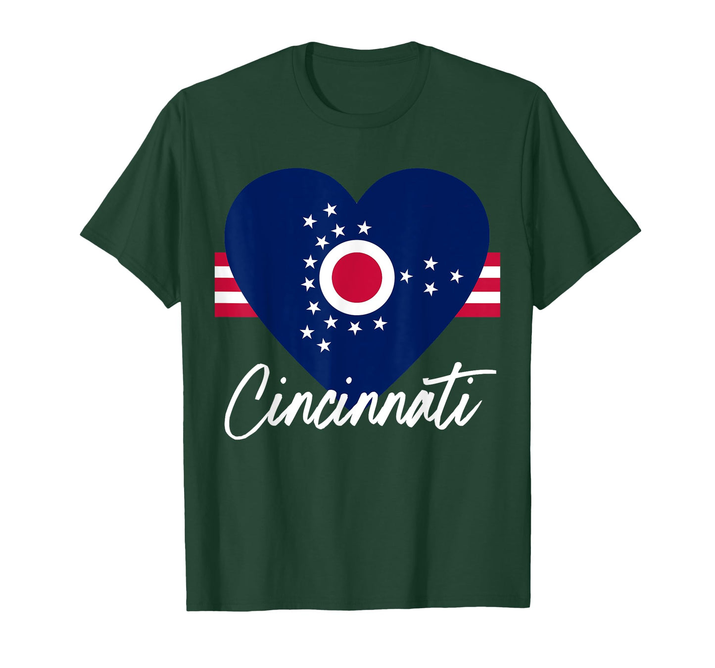 I Love Cincinnati Ohio OH Flag Heart T-Shirt