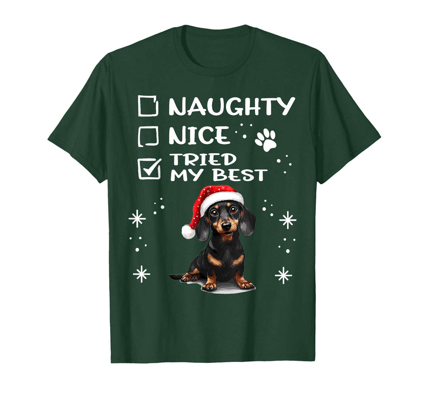 Cute Dachshund Wiener Doxie dog Dog Christmas Naughty Nice T-Shirt