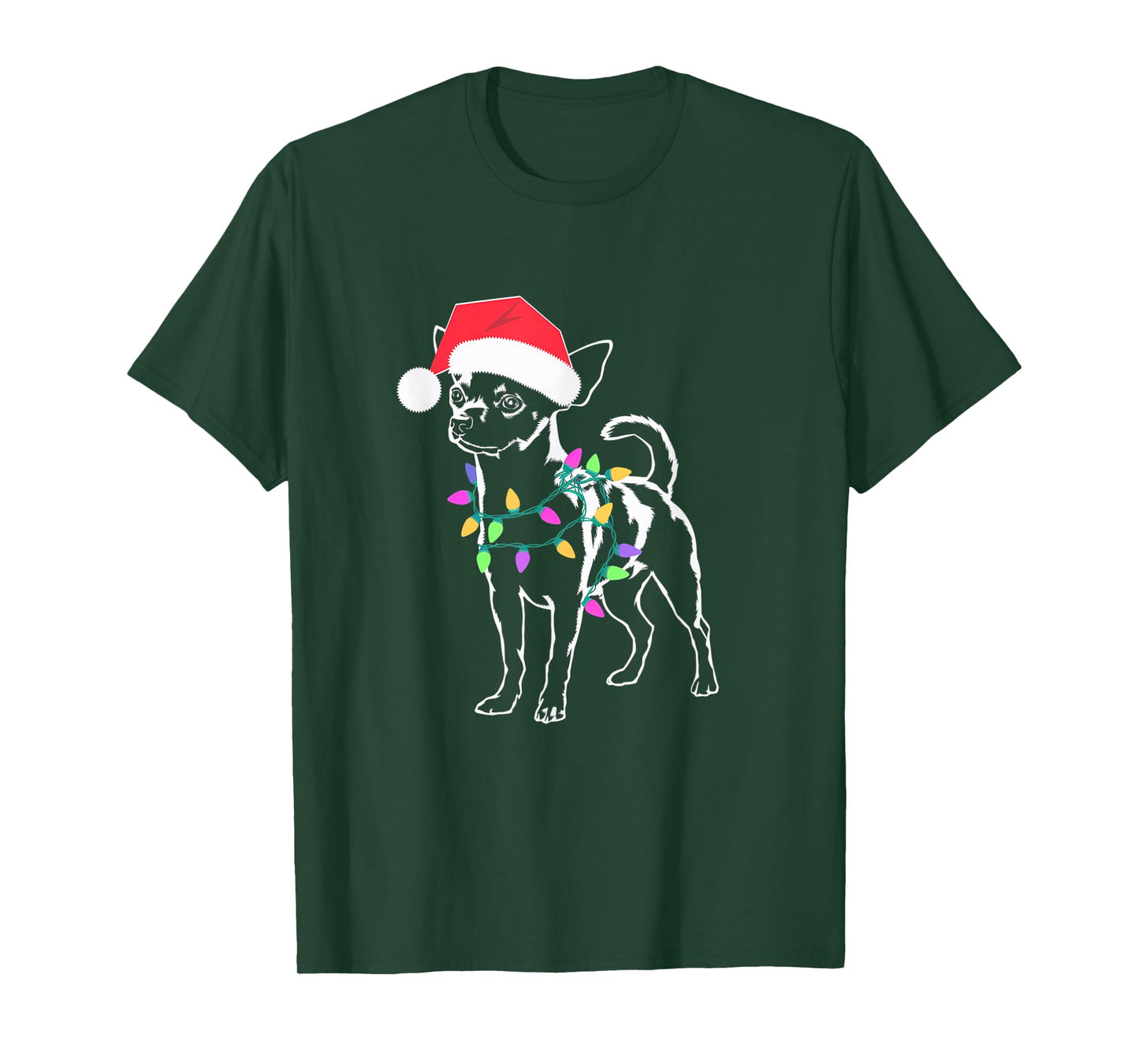 Chihuahua Christmas Lights Santa T-Shirt
