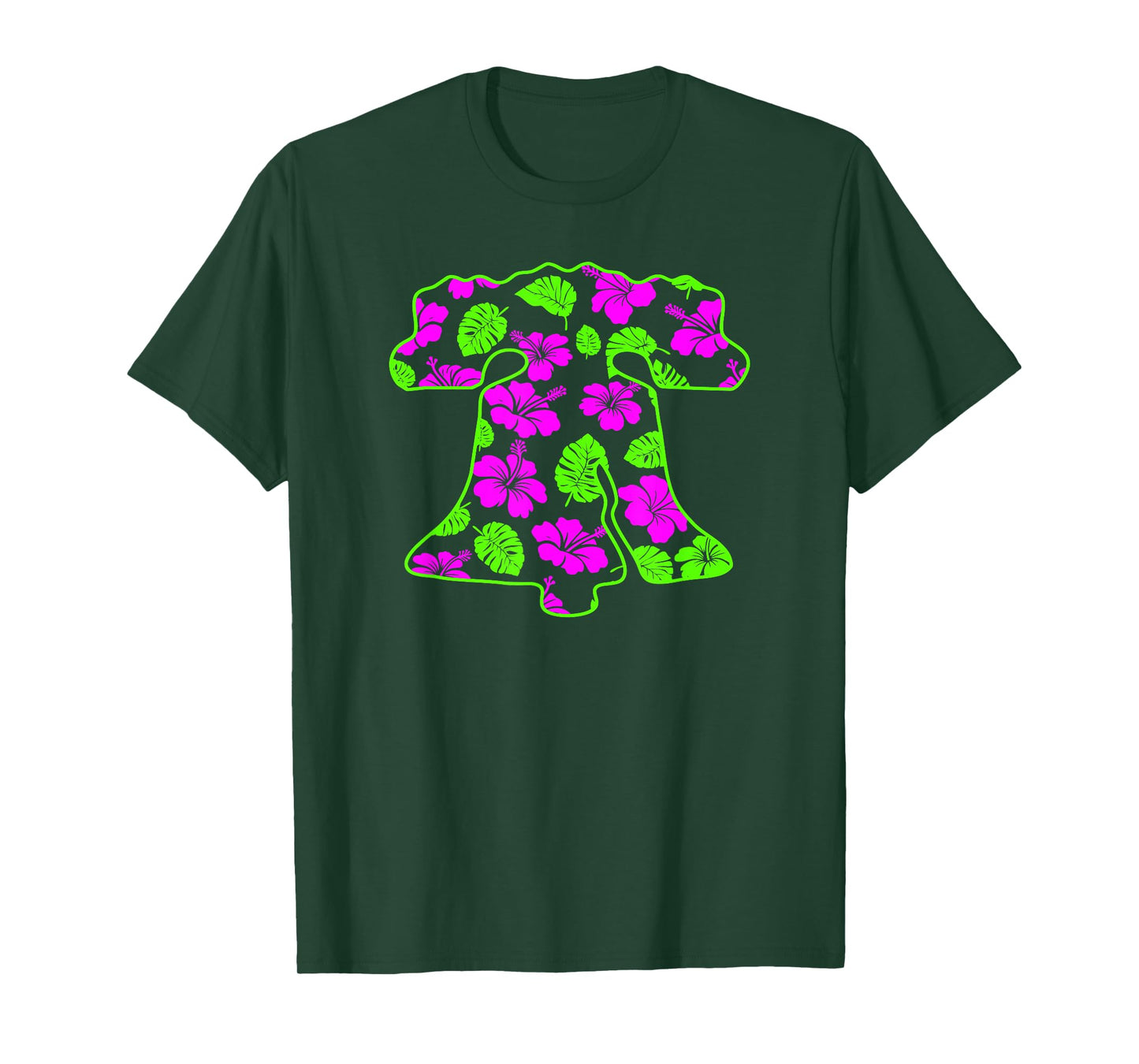 Tropical Green Pink Liberty Bell Philadelphia PA Hawaiian T-Shirt
