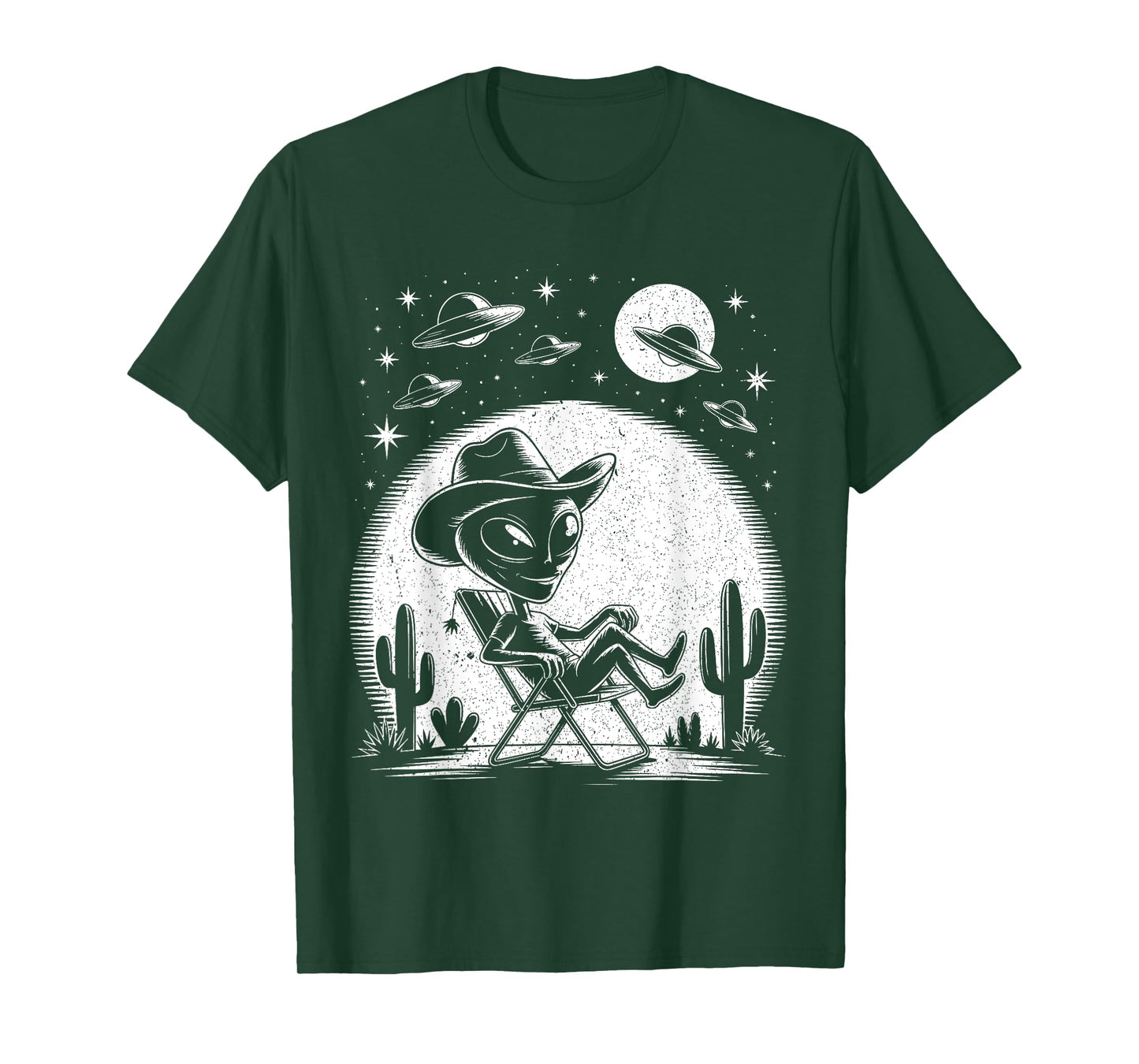 Alien Cowboy in Desert Funny UFO Halloween Costume T-Shirt