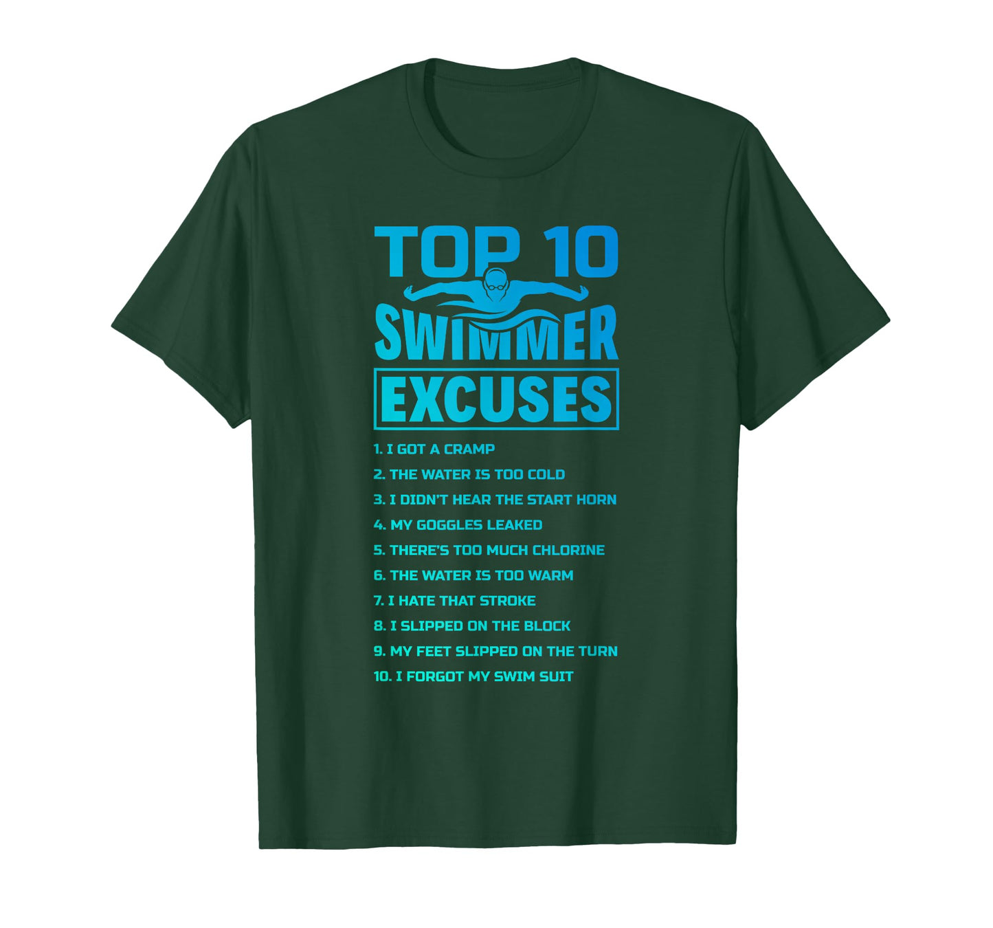 The Merch Pool - Swimmer Excuses Butterfly Swimming Funny Unisex Adult T-Shirt, Black, Small, Short Sleeve