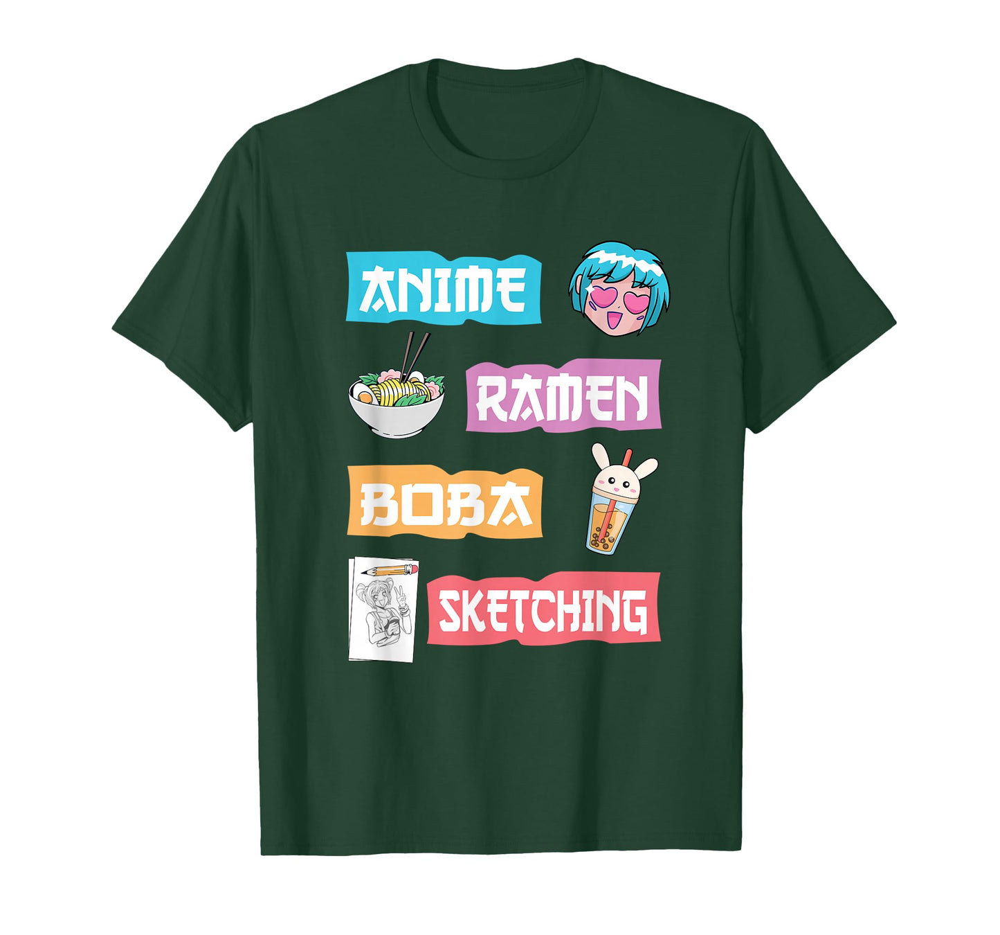 Anime Ramen Boba Sketching - Kawaii Anime Lover Merch Gift T-Shirt Small