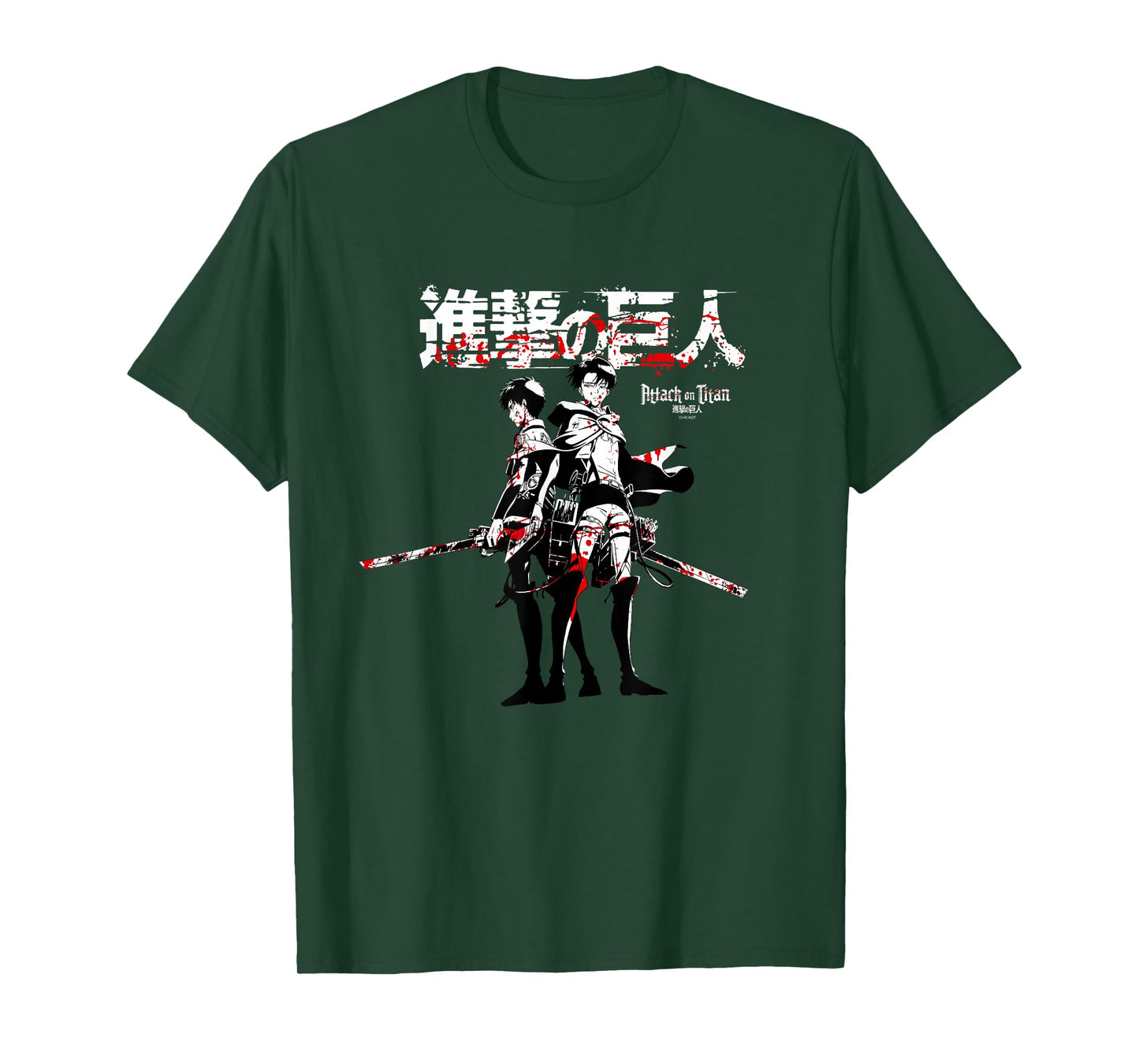 Attack on Titan Levi and Eren Sword Blood Splatter AOT Anime T-Shirt
