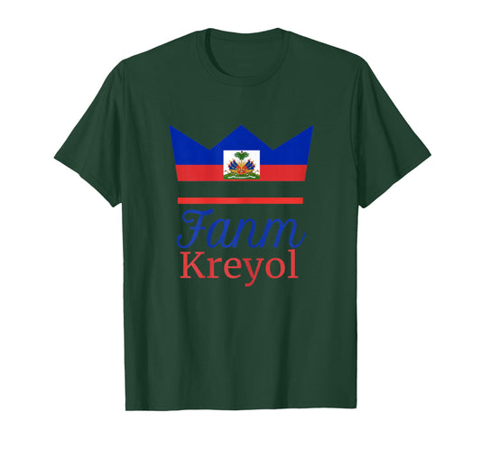 Fanm Kreyol Haitian Pride Haiti Crown Gift Ayiti Flag T-Shirt