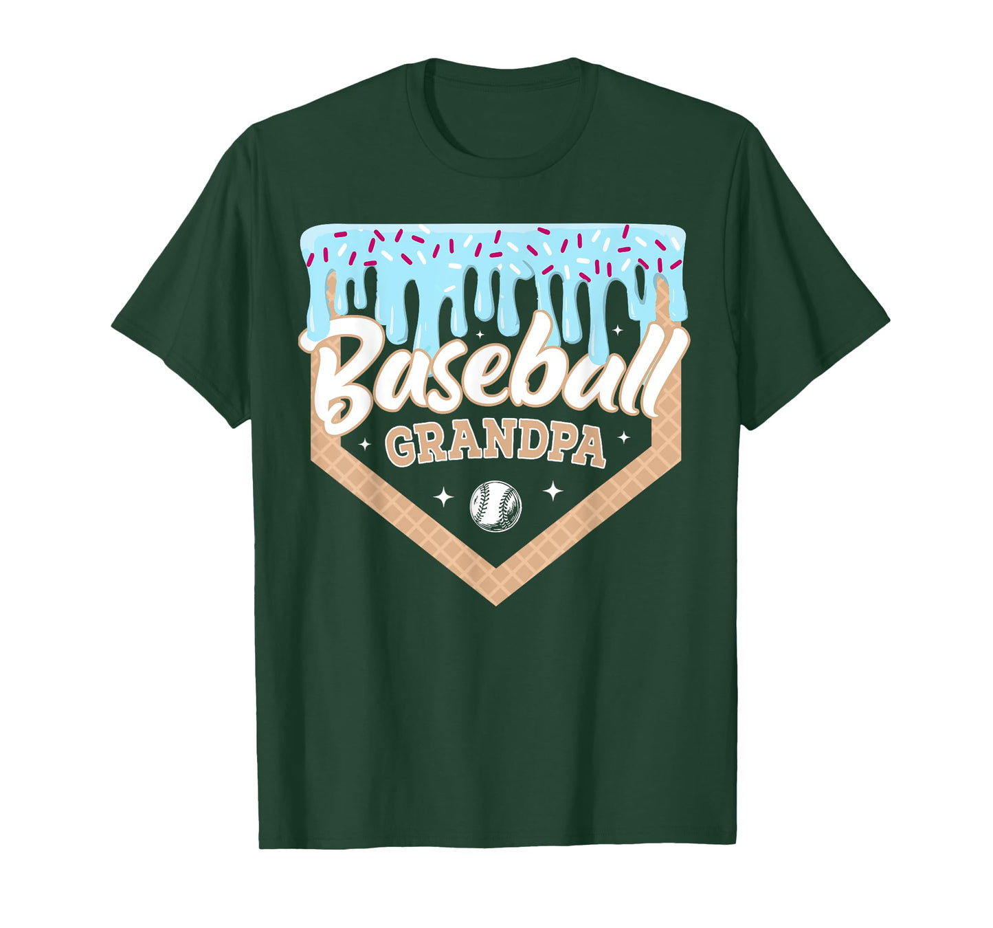 Baseball Drip Grandpa Ice Cream Home Plate Fathers Day T-Shirt