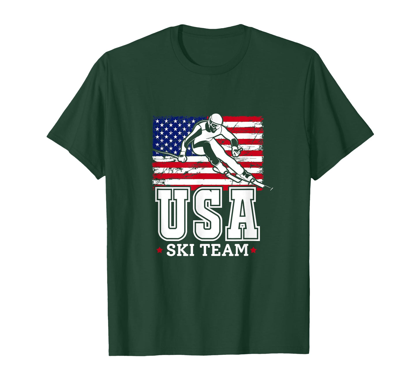 USA Ski Team American Flag Skiing Skier T-Shirt