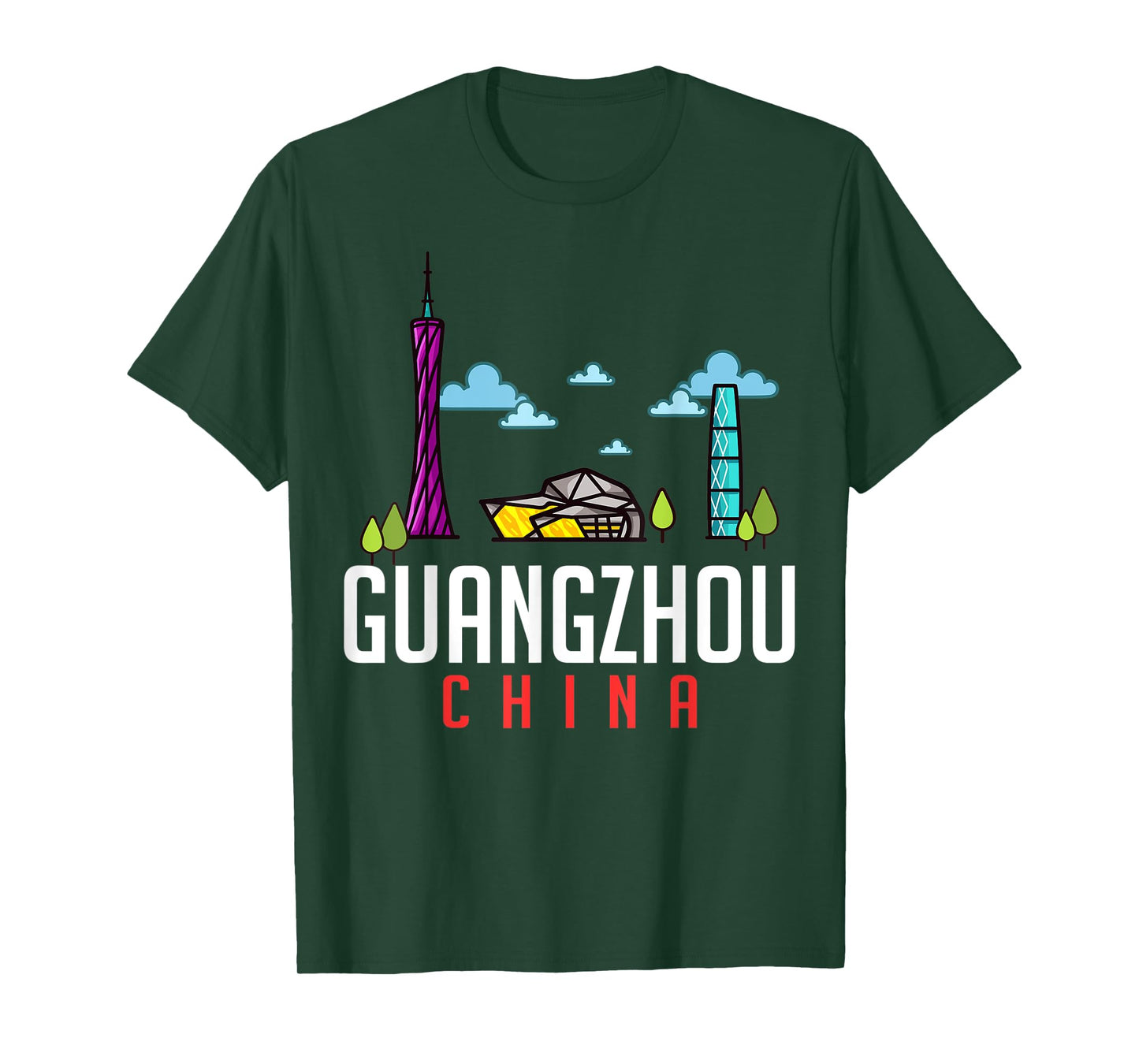 Guangzhou China City Skyline Map Travel T-Shirt