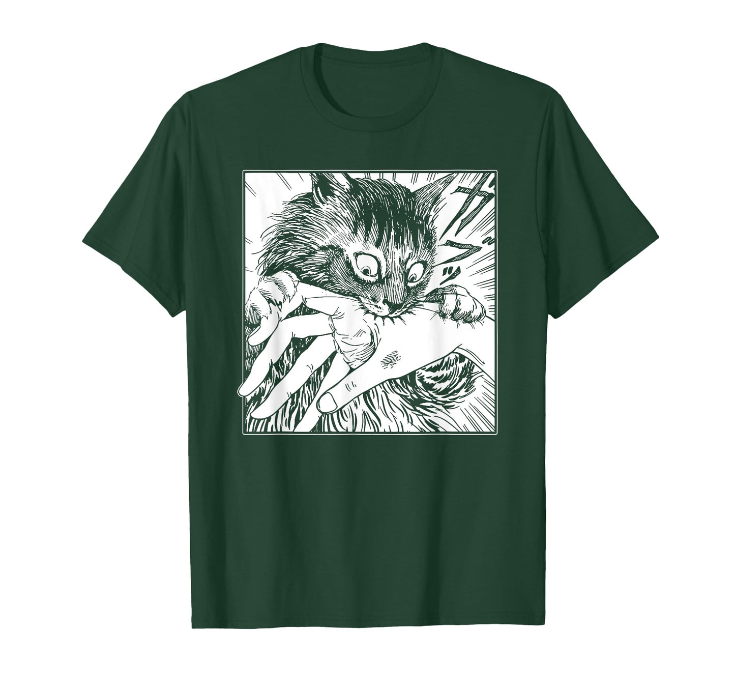 Cat Bite, Japanese Horror Anime, Creepy Cat T-Shirt for Men Women
